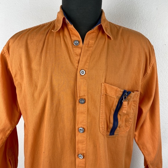 Cold Storage Foul Weather Gear Mens Orange Cotton Twill Shirt Long Sleeve Large - Picture 2 of 10